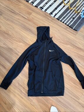 Nike Black Hoodie Jacket with White Swoosh